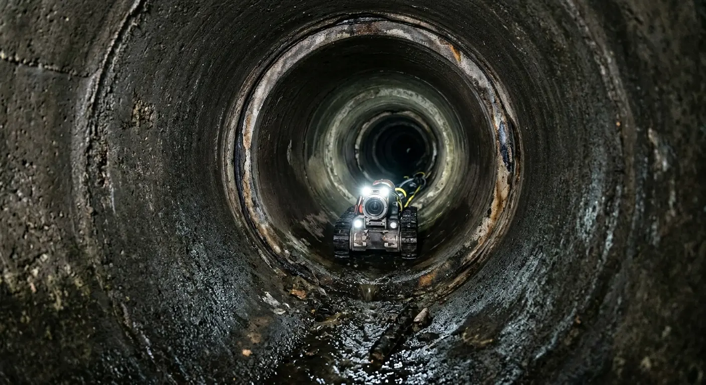 Robotic sewer camera inspecting pipe interior for Drain Snake Service in Fox Lake